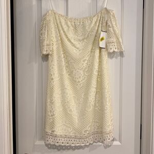 NWT Off shoulder lace cream white dress